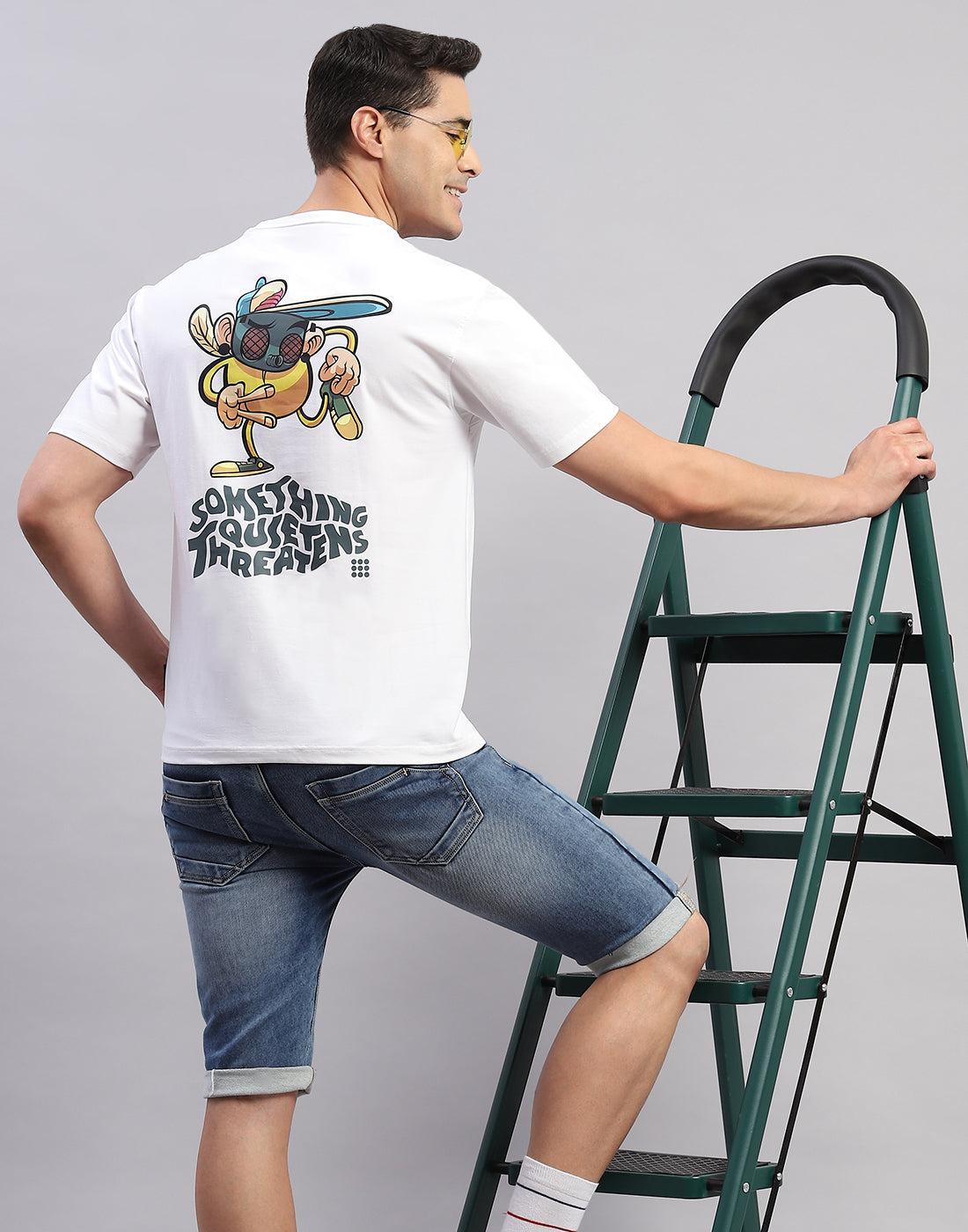 Rock.it Men White Printed Round Neck Half Sleeve T-Shirt