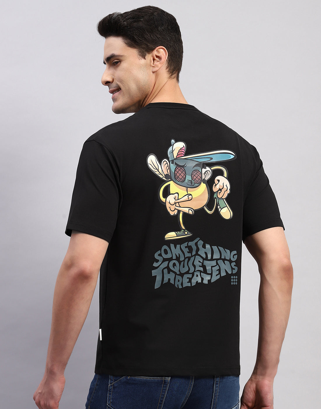 Rock.it Men Black Printed Round Neck Half Sleeve T-Shirt