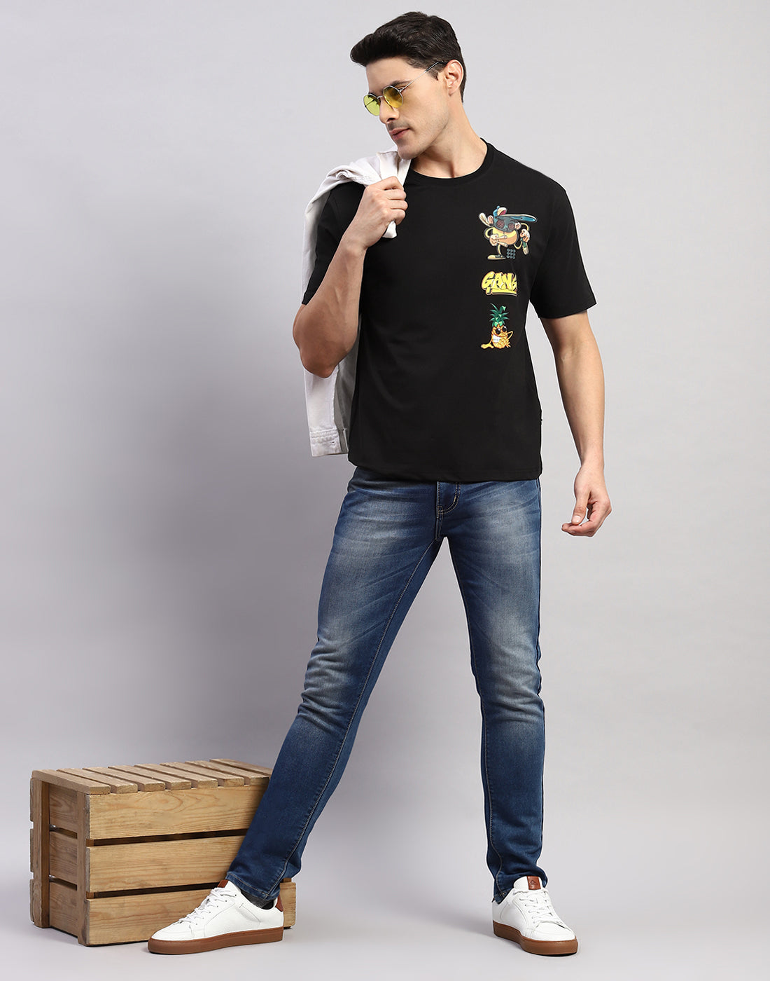 Rock.it Men Black Printed Round Neck Half Sleeve T-Shirt