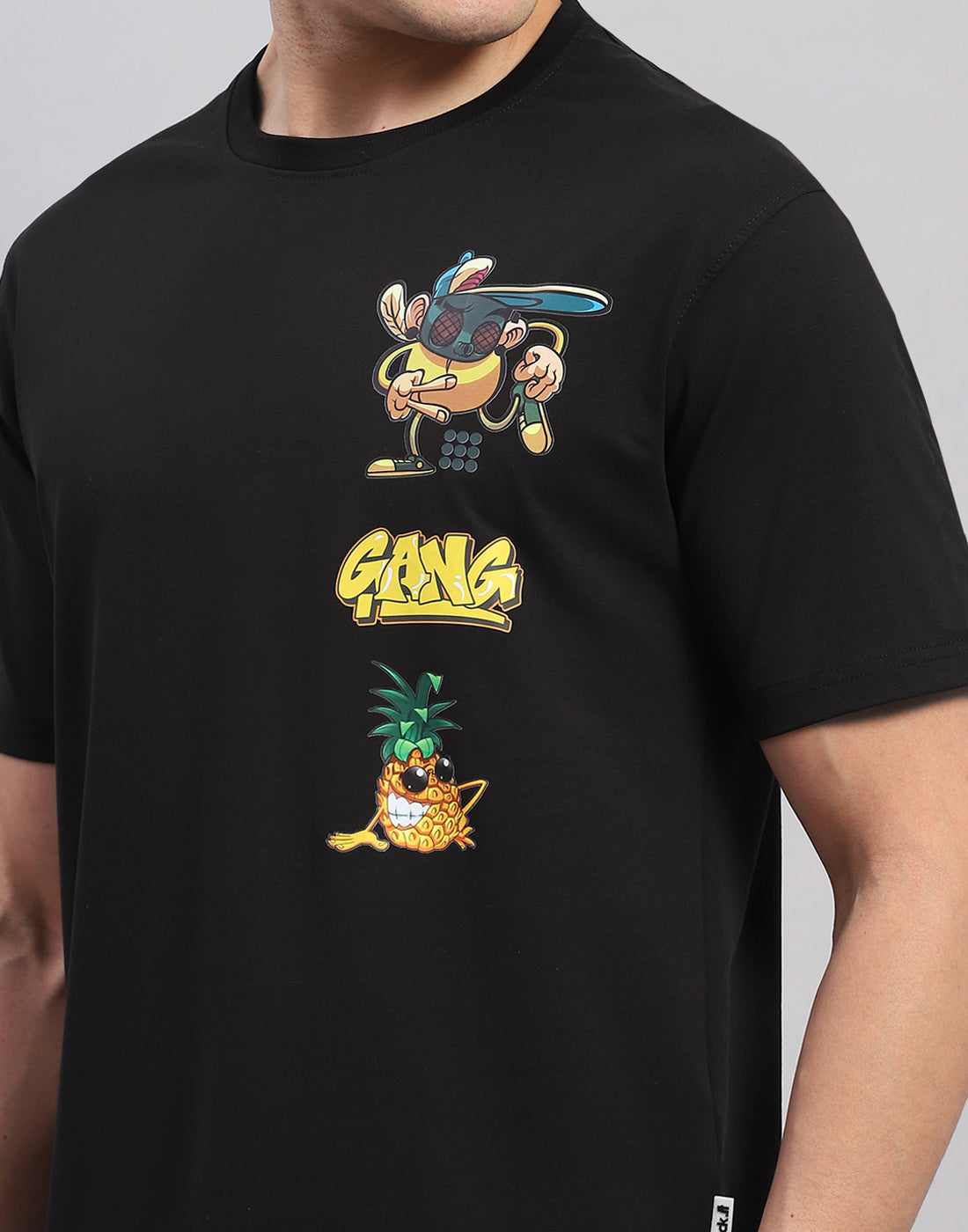 Rock.it Men Black Printed Round Neck Half Sleeve T-Shirt