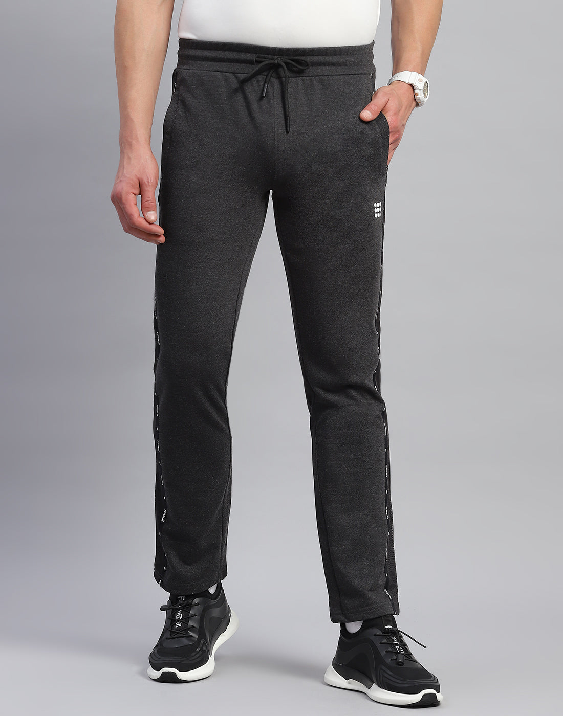 Rock.it Men Grey Solid Slim Fit Lower
