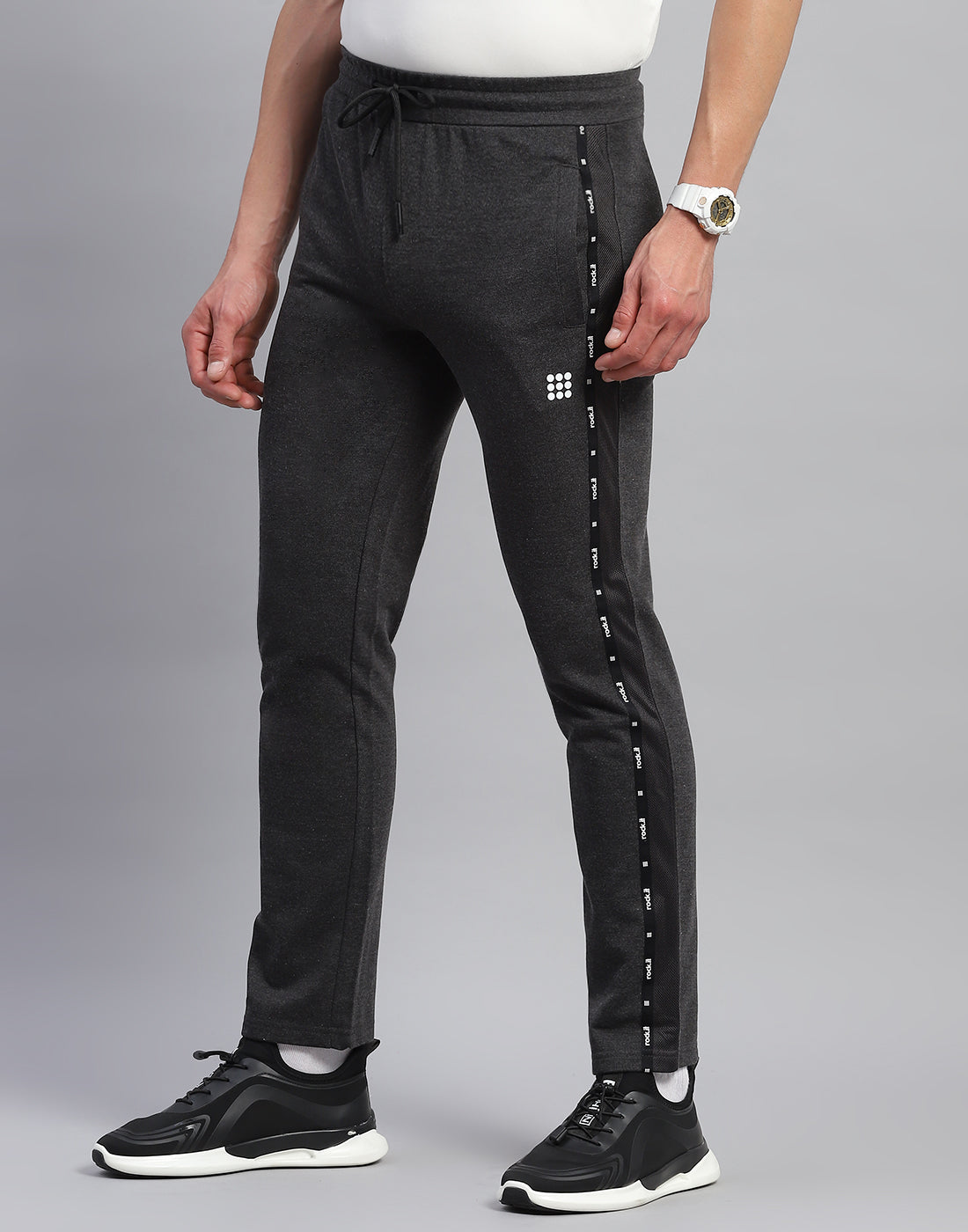 Rock.it Men Grey Solid Slim Fit Lower