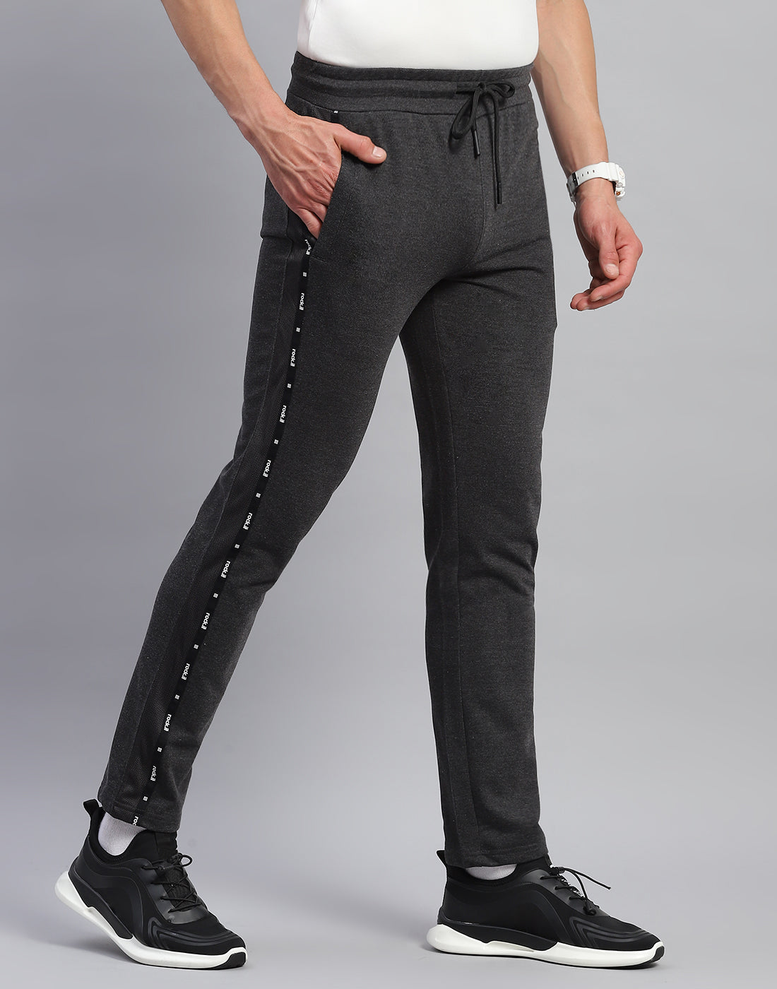 Rock.it Men Grey Solid Slim Fit Lower