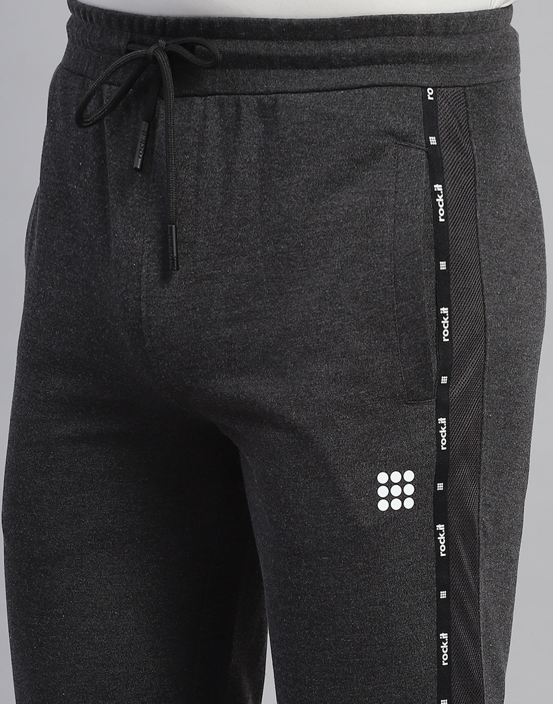 Rock.it Men Grey Solid Slim Fit Lower