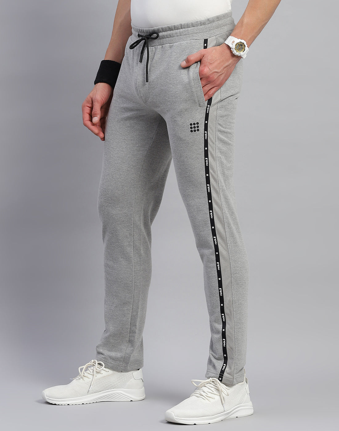 Rock.it Men Grey Solid Slim Fit Lower