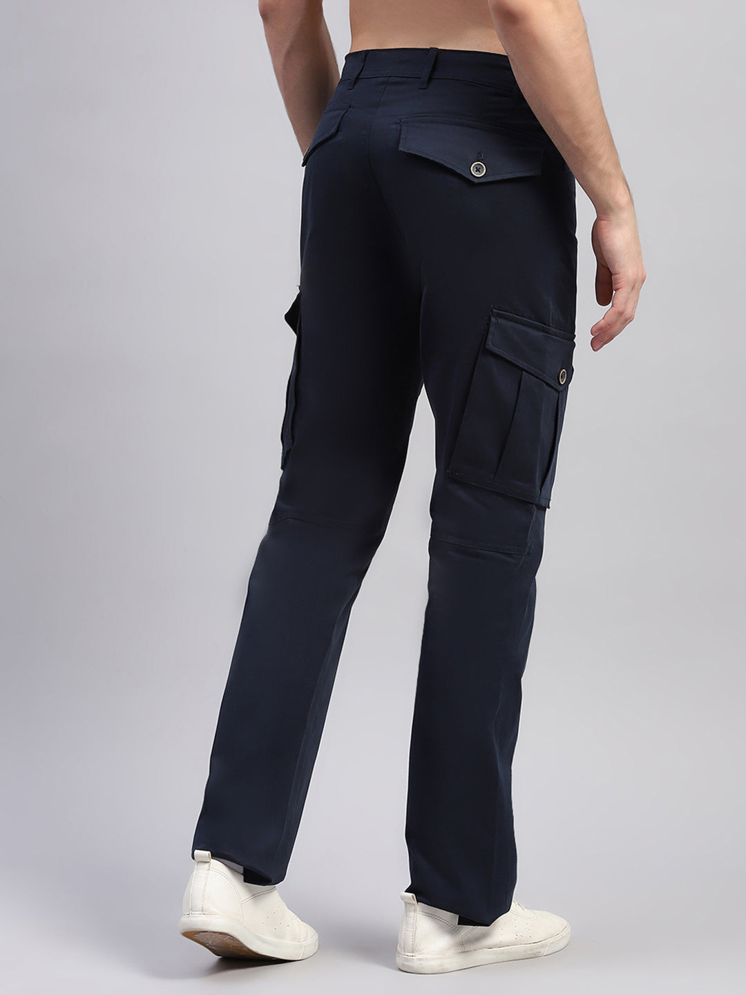 Rock.it Men Navy Blue Solid Regular Fit Cargo