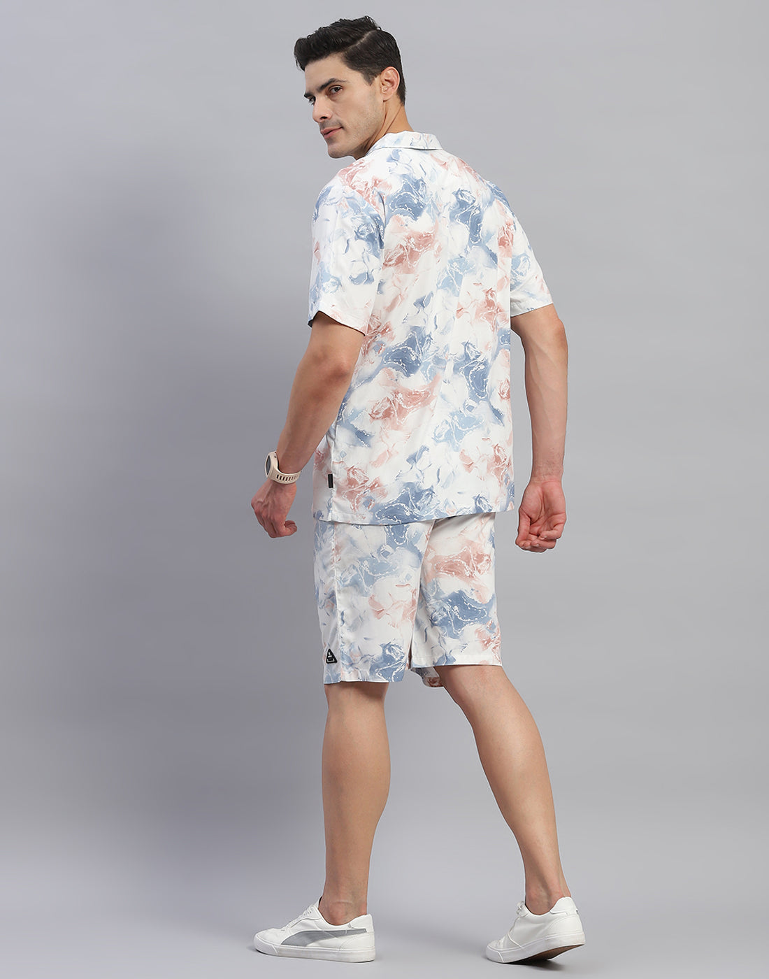 Rock.it Men Grey Printed Round Neck Half Sleeve Cords Set