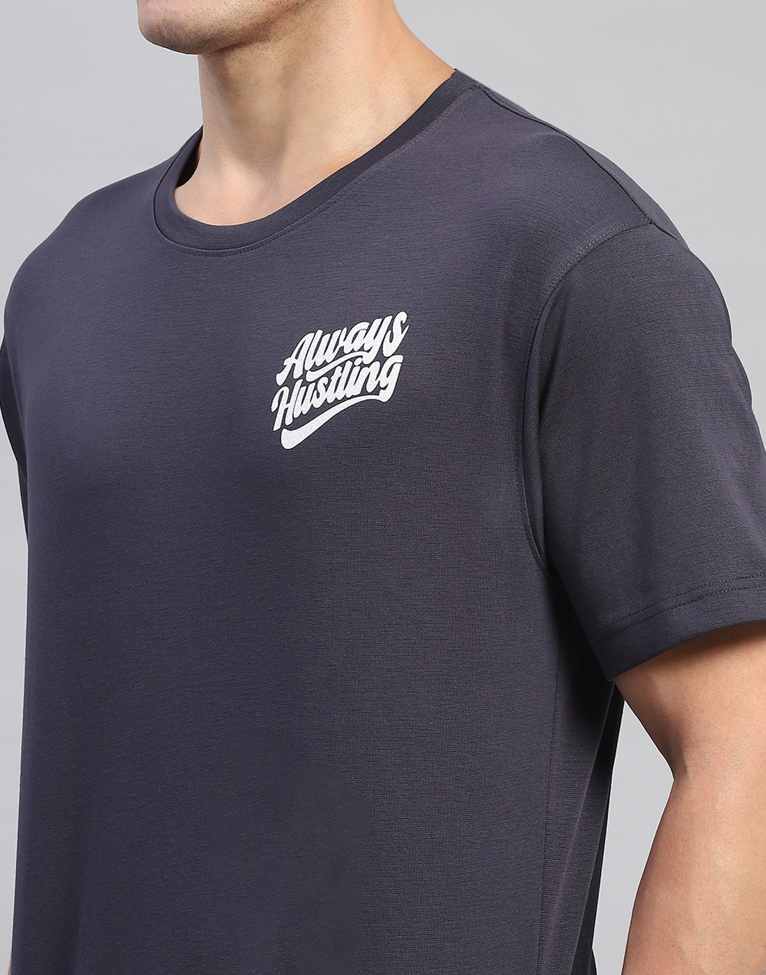 Rock.it Men Grey Solid Round Neck Half Sleeve Lower Set