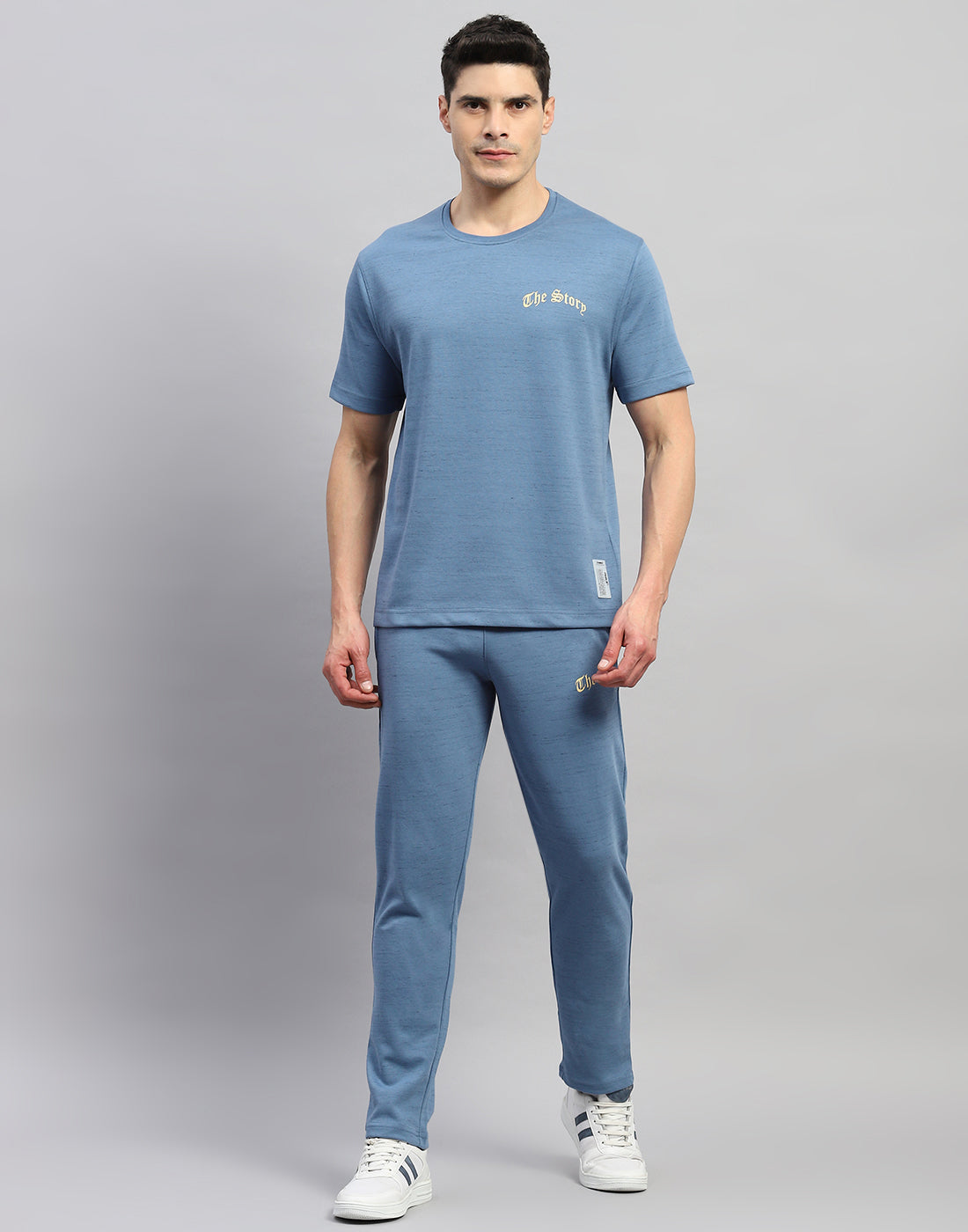 Rock.it Men Blue Solid Round Neck Half Sleeve Lower Set