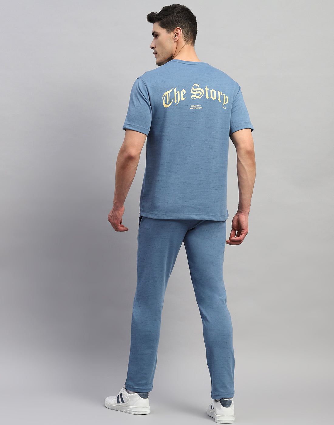 Rock.it Men Blue Solid Round Neck Half Sleeve Lower Set