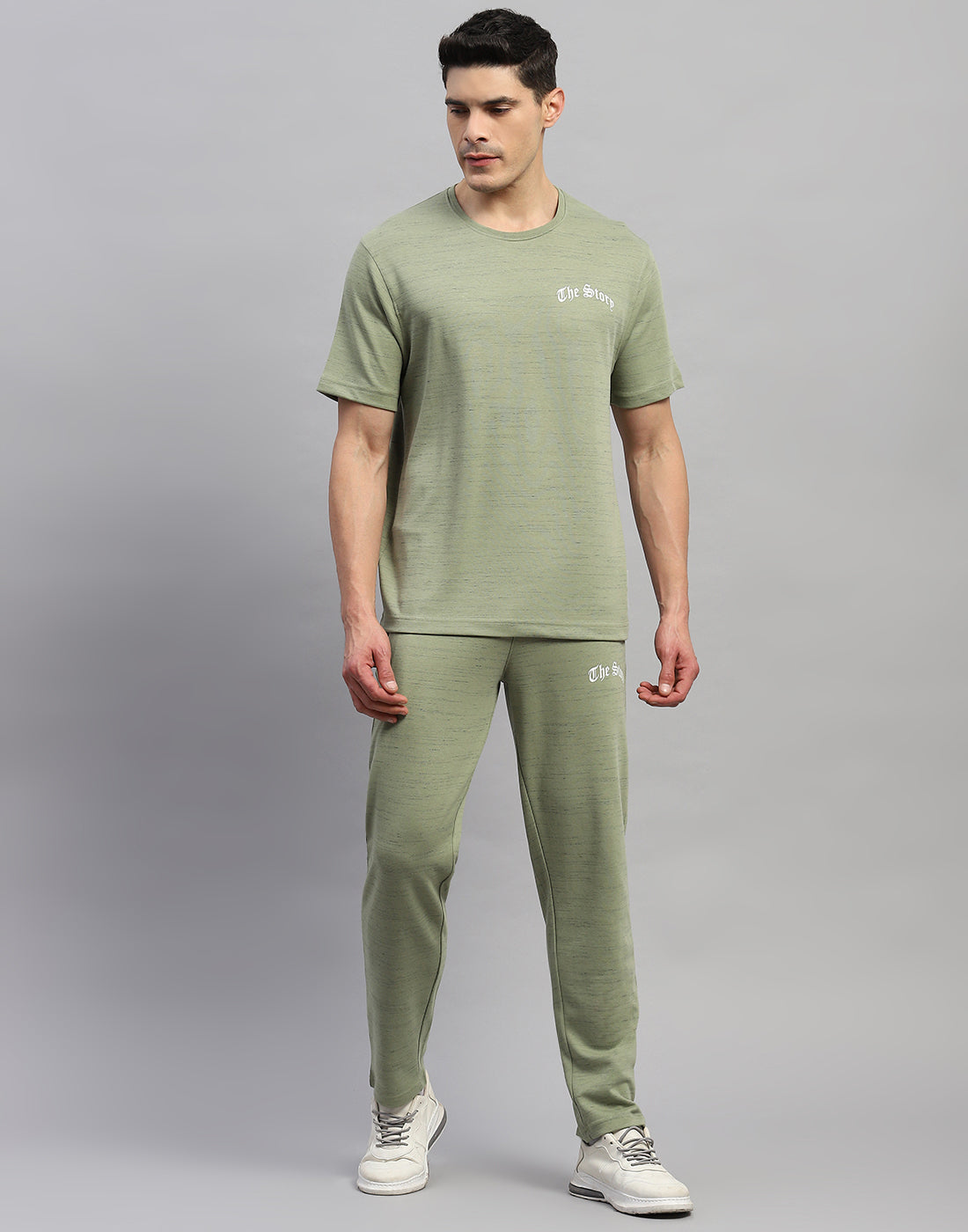 Rock.it Men Green Solid Round Neck Half Sleeve Lower Set