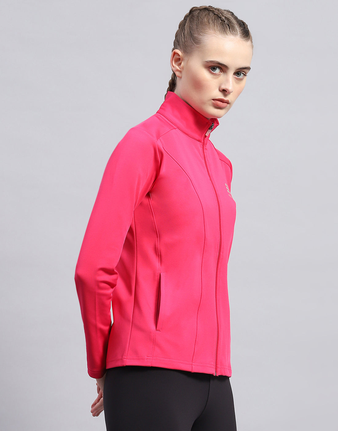 Women Pink Solid Collar Full Sleeve Top