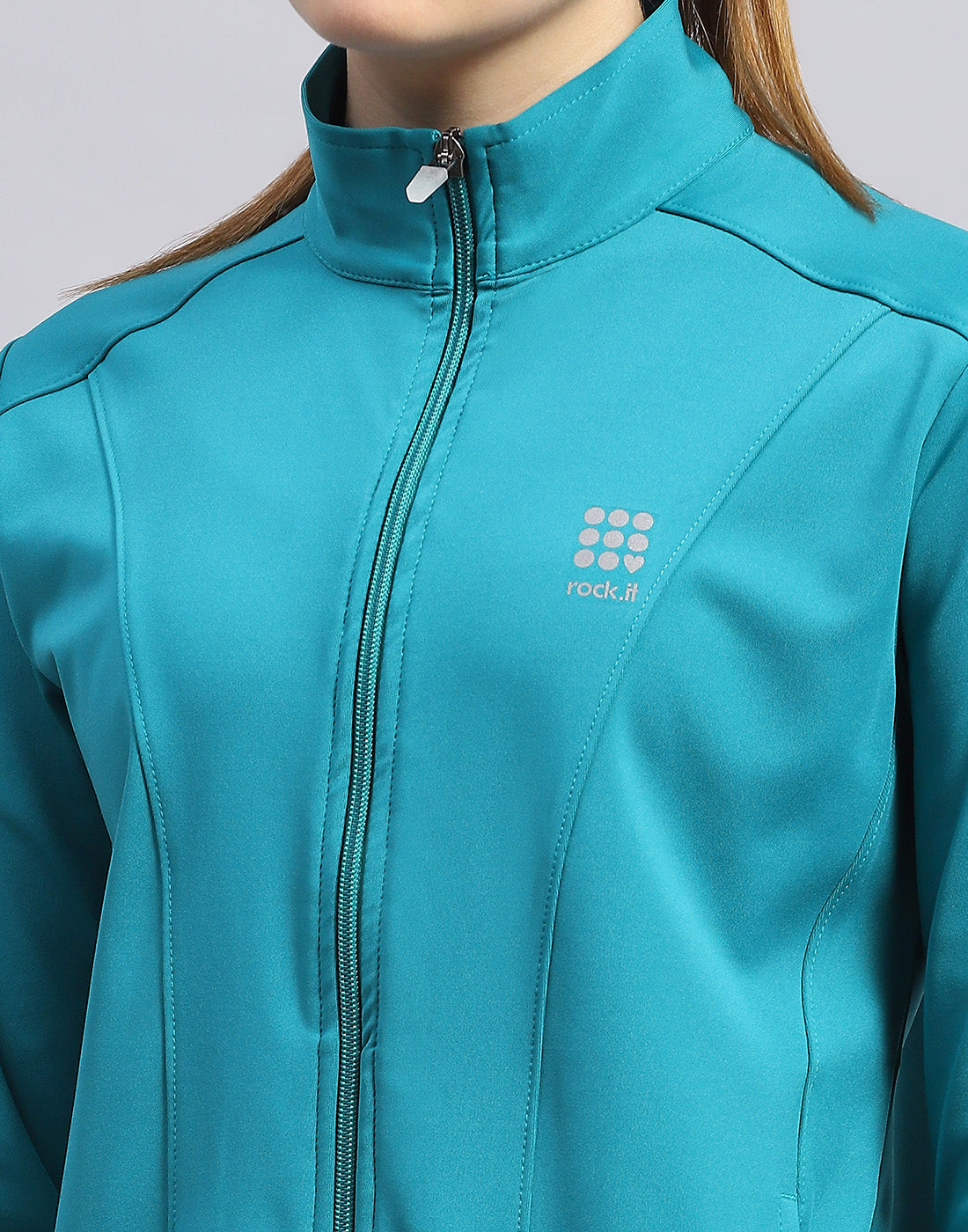 Rock.it Women Turquoise Blue Solid Collar Full Sleeve Top