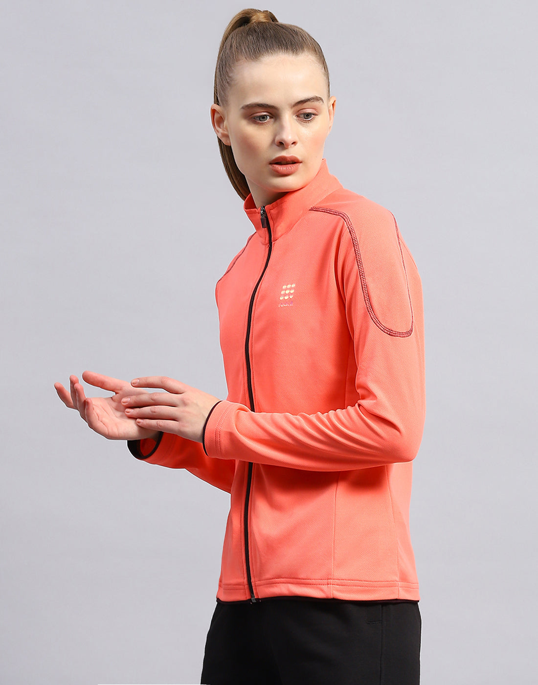 Rock.it Women Coral Self Design Collar Full Sleeve Top