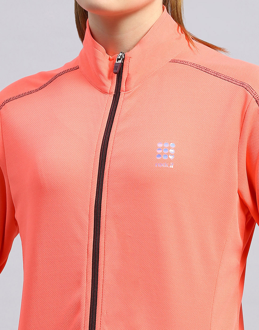 Rock.it Women Coral Self Design Collar Full Sleeve Top