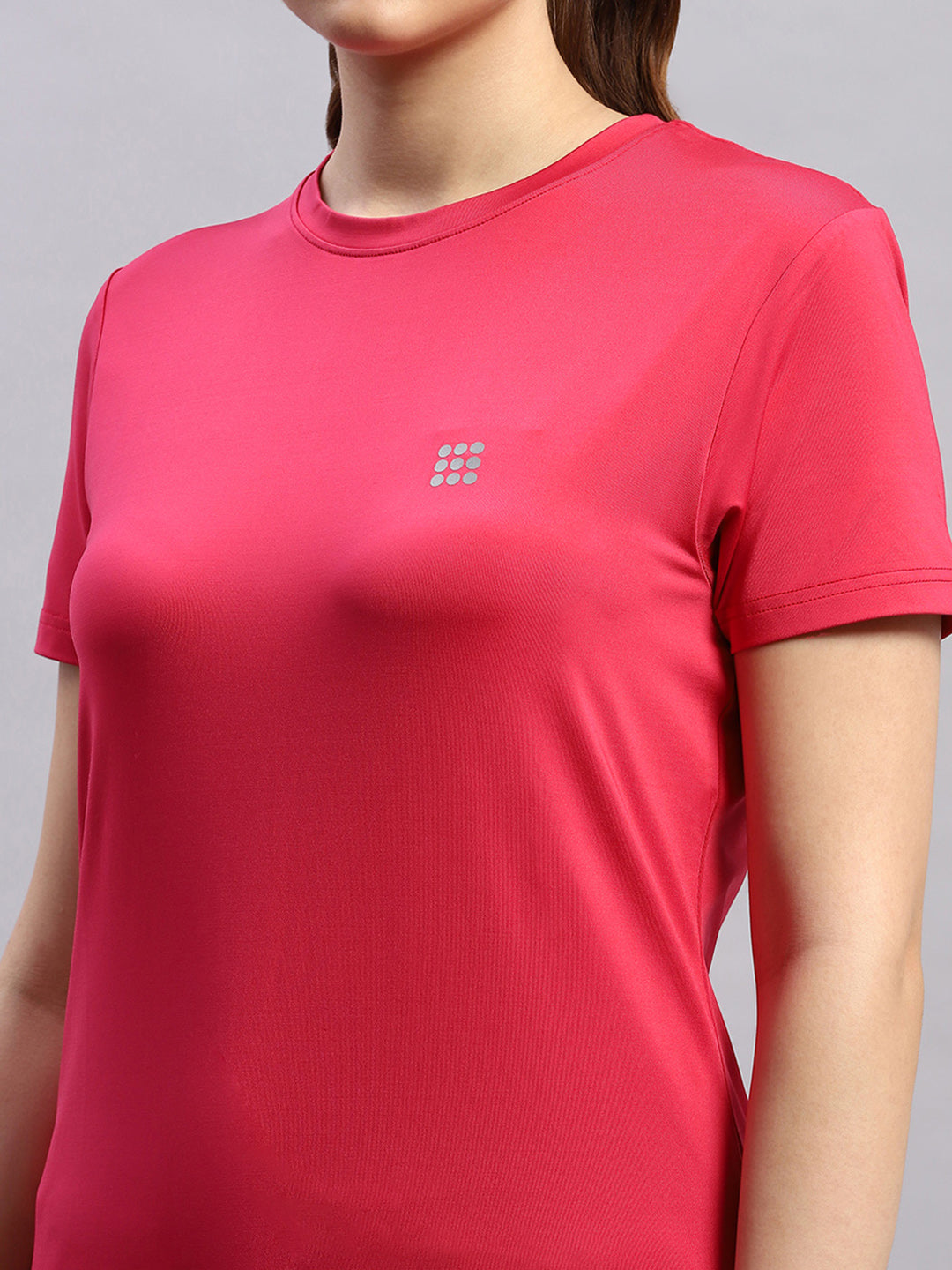 Rock.it Women Pink Solid Round Neck Half Sleeve Top