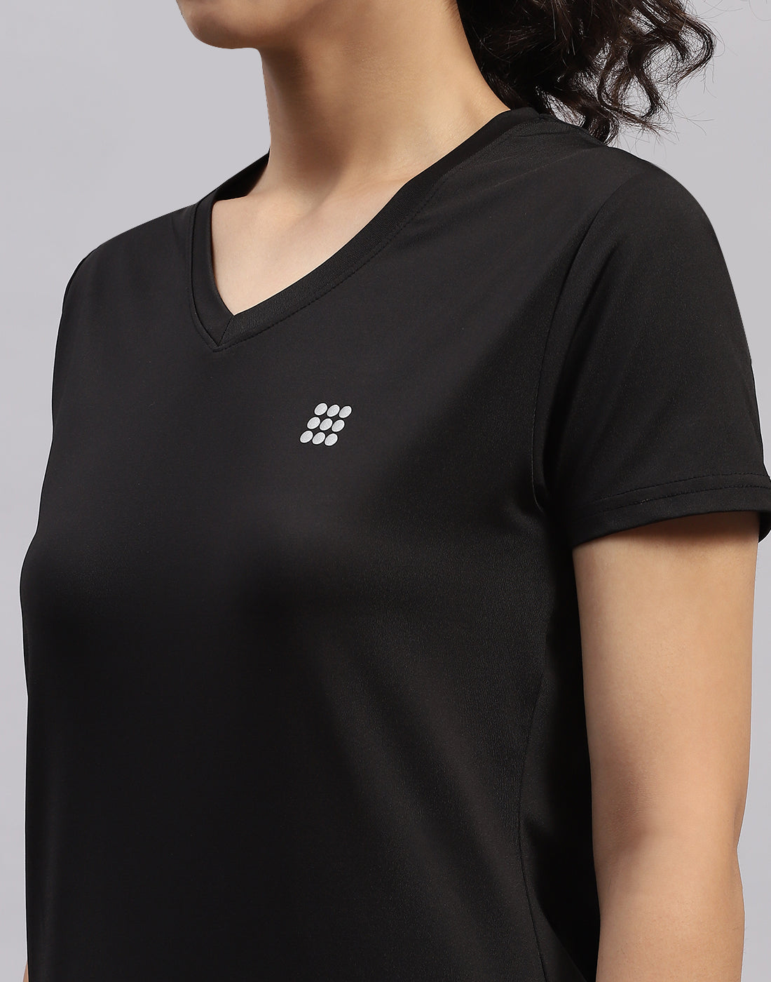 Rock.it Women Black Solid V Neck Half Sleeve Top