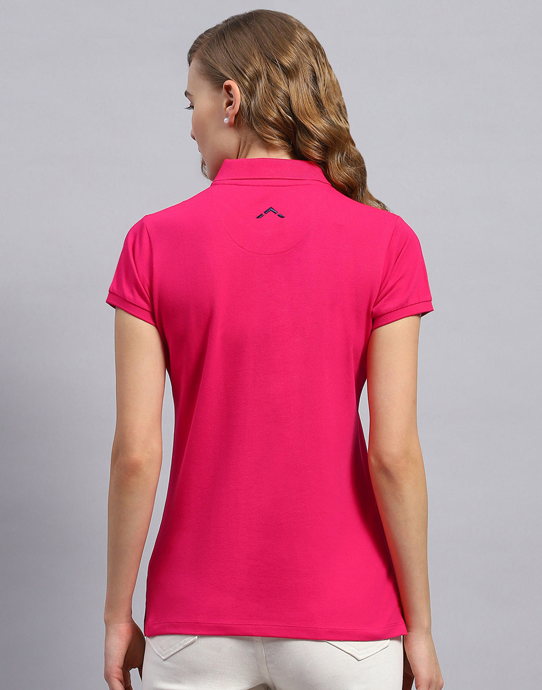 Rock.it Women Pink Solid Polo Collar Half Sleeve T-Shirt