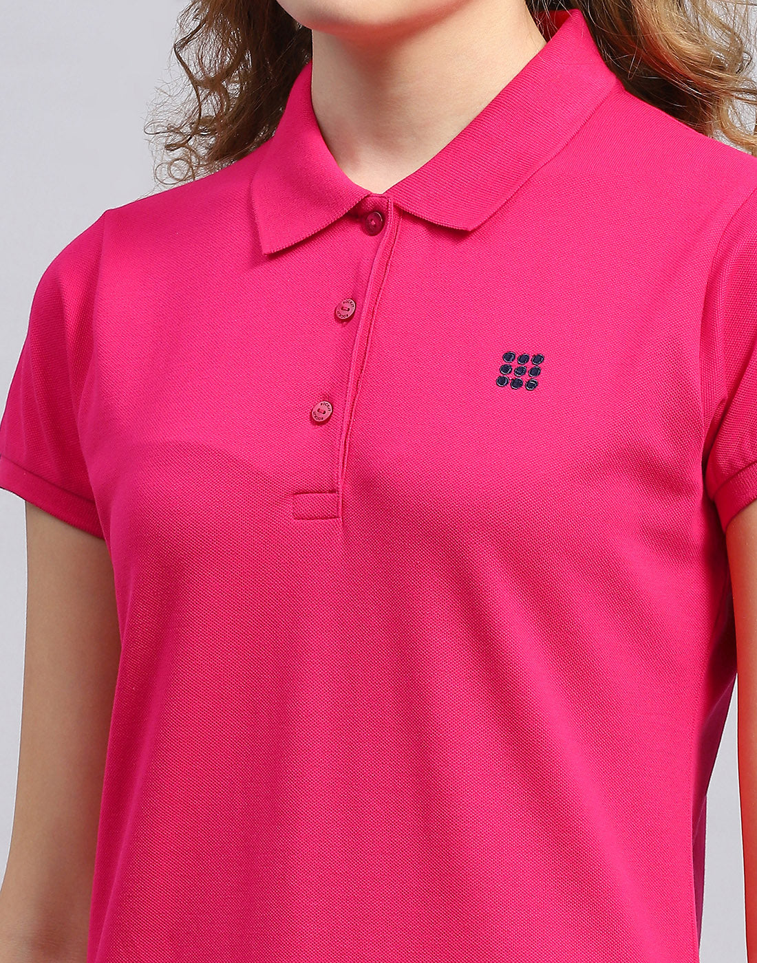 Rock.it Women Pink Solid Polo Collar Half Sleeve T-Shirt