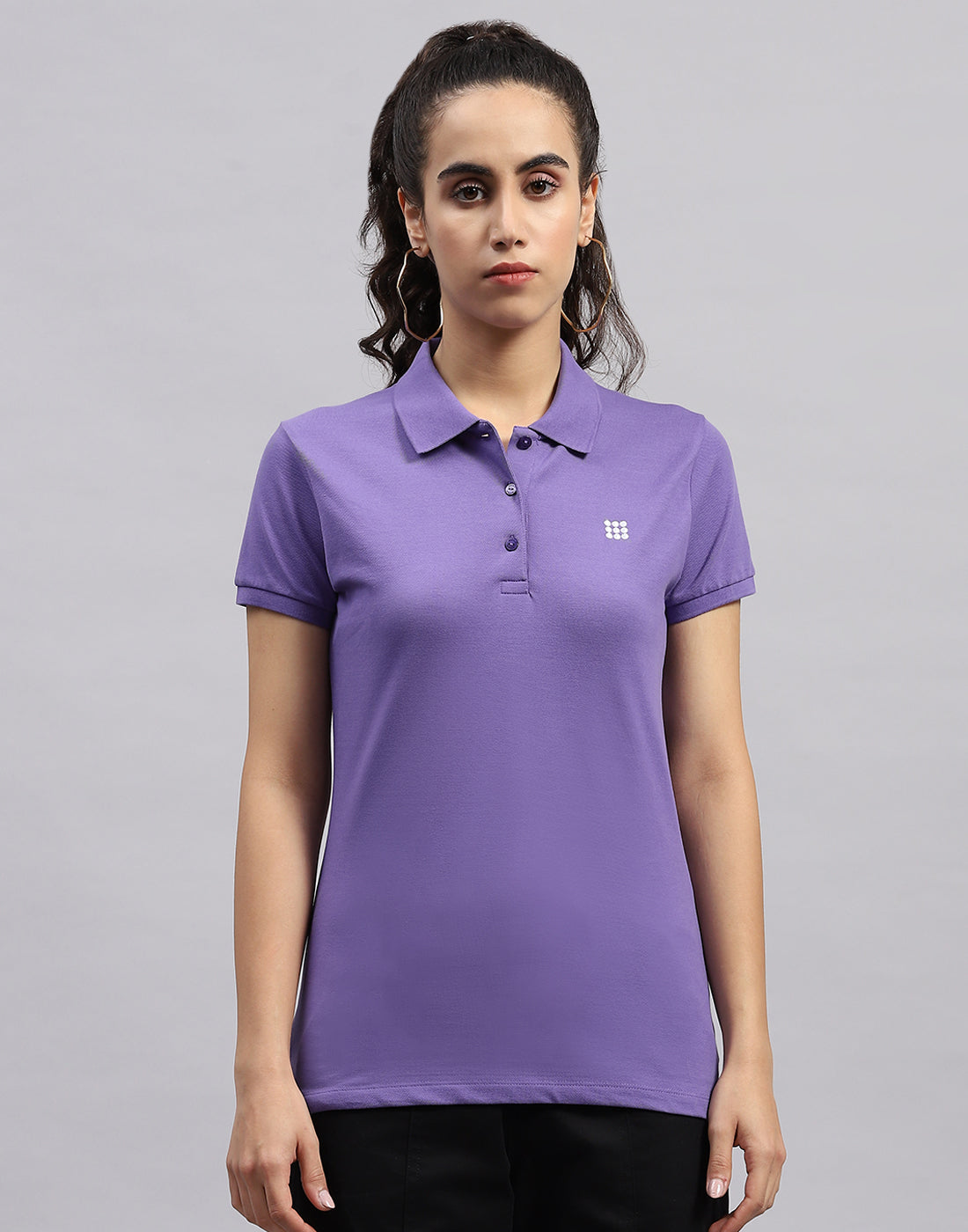 Rock.it Women Purple Solid Polo Collar Half Sleeve T Shirt