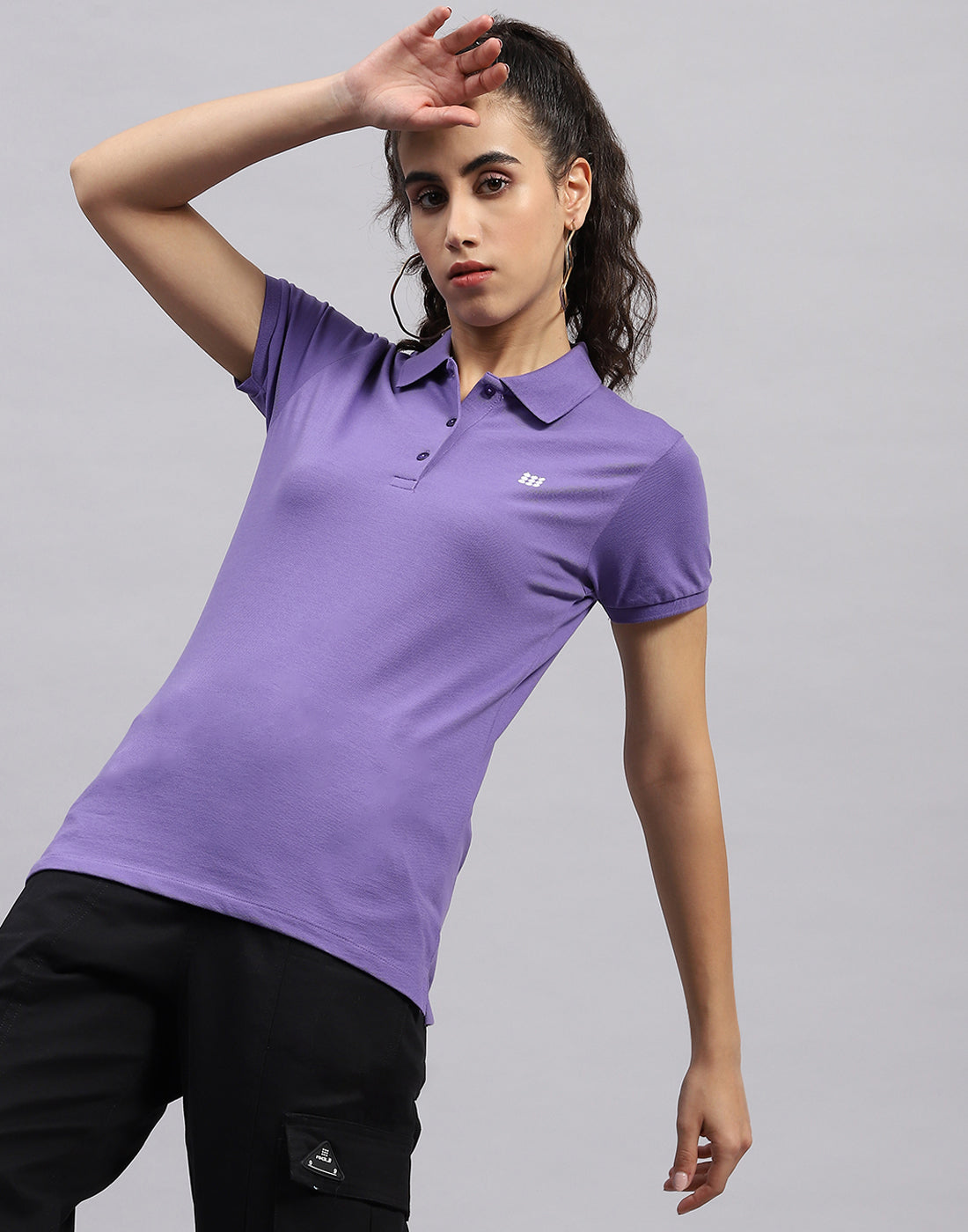 Rock.it Women Purple Solid Polo Collar Half Sleeve T Shirt