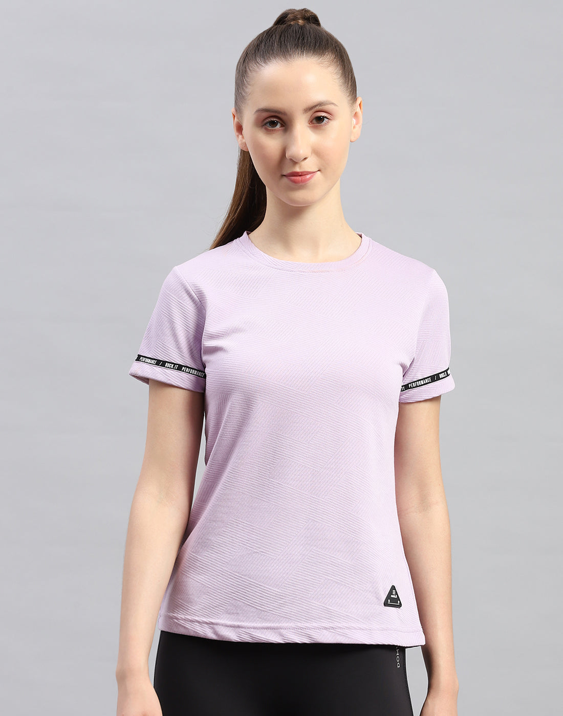 Rock.it Women Purple Solid Round Neck Half Sleeve Top