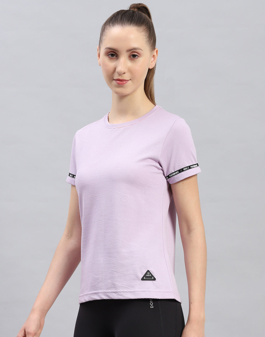 Rock.it Women Purple Solid Round Neck Half Sleeve Top