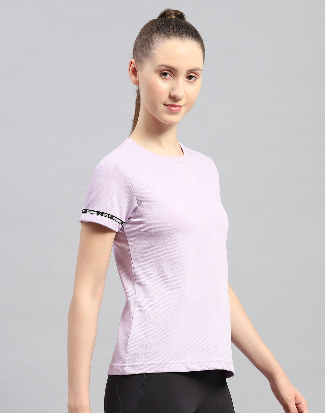 Rock.it Women Purple Solid Round Neck Half Sleeve Top