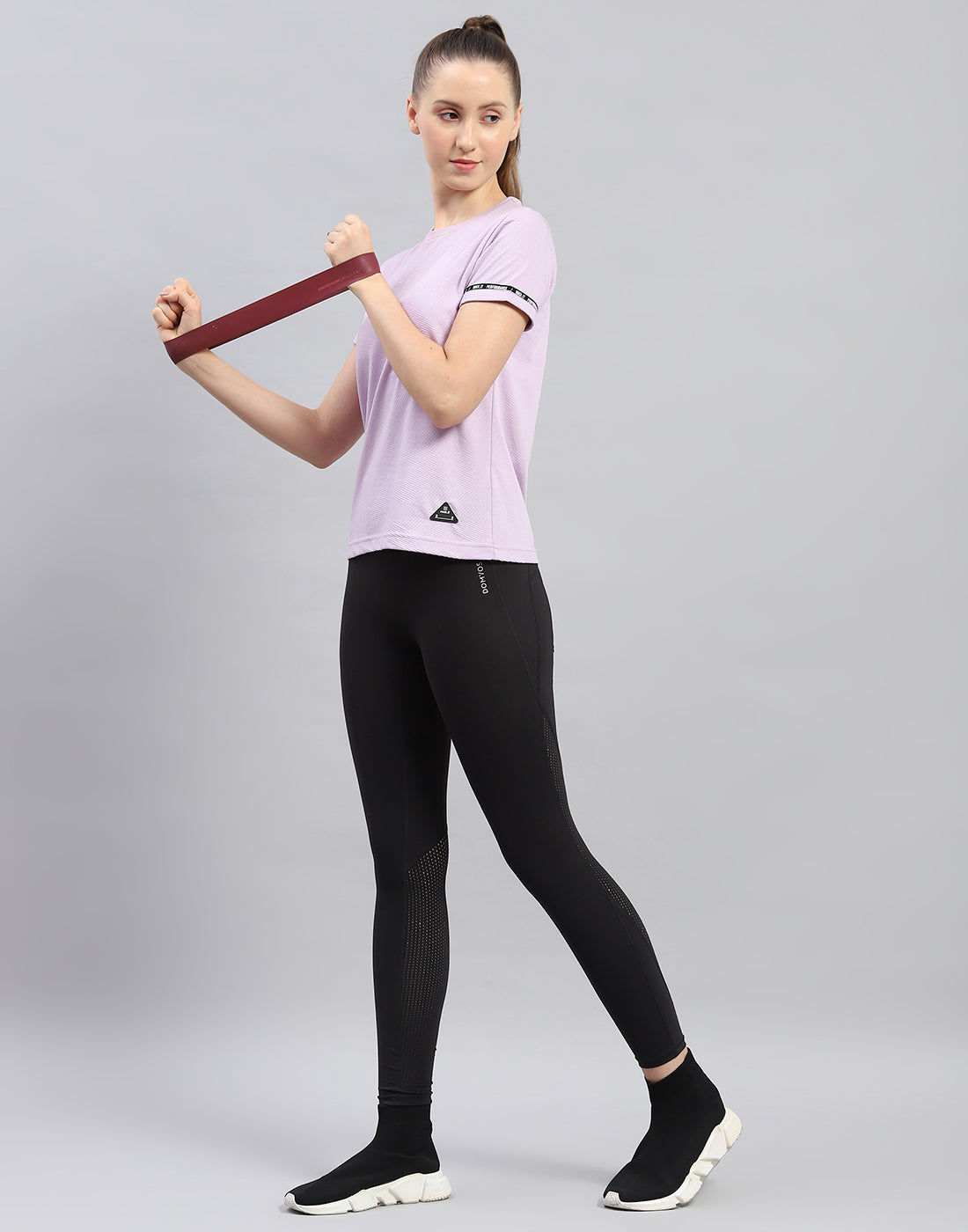 Rock.it Women Purple Solid Round Neck Half Sleeve Top