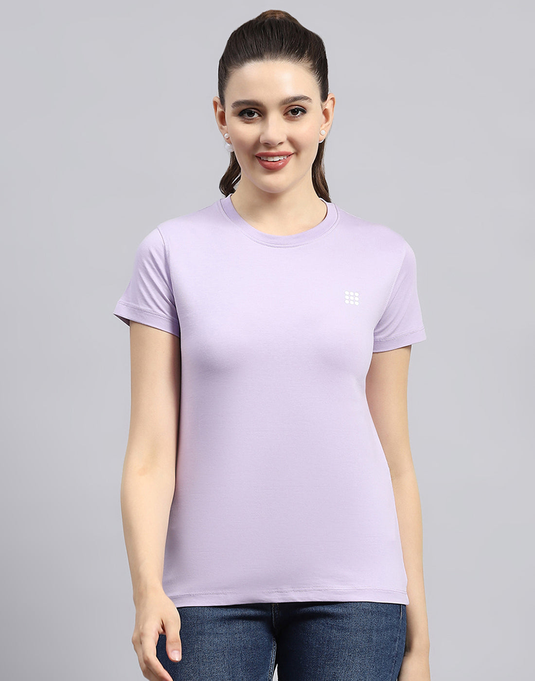 Rock.it Women Purple Solid Round Neck Half Sleeve Top