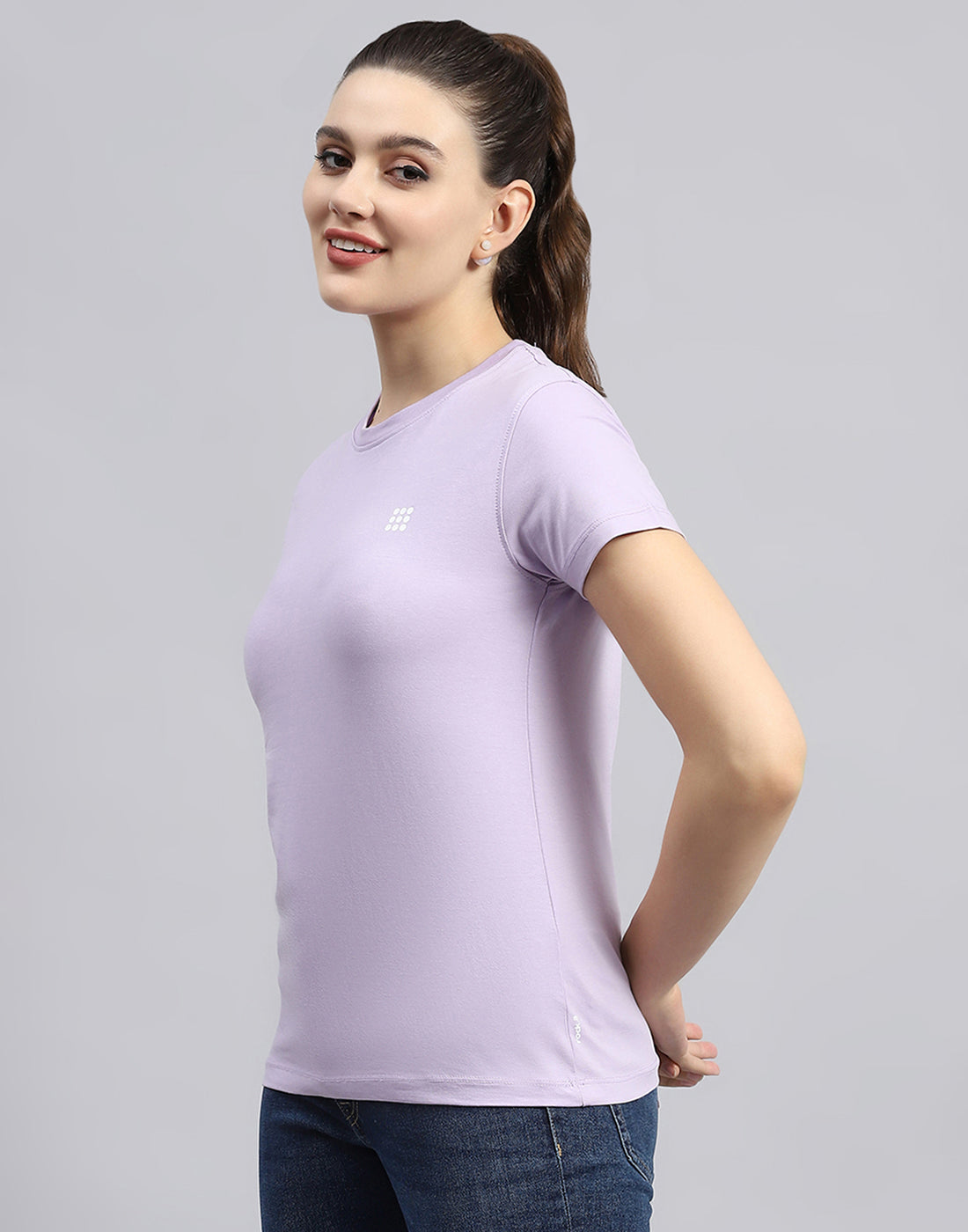 Rock.it Women Purple Solid Round Neck Half Sleeve Top