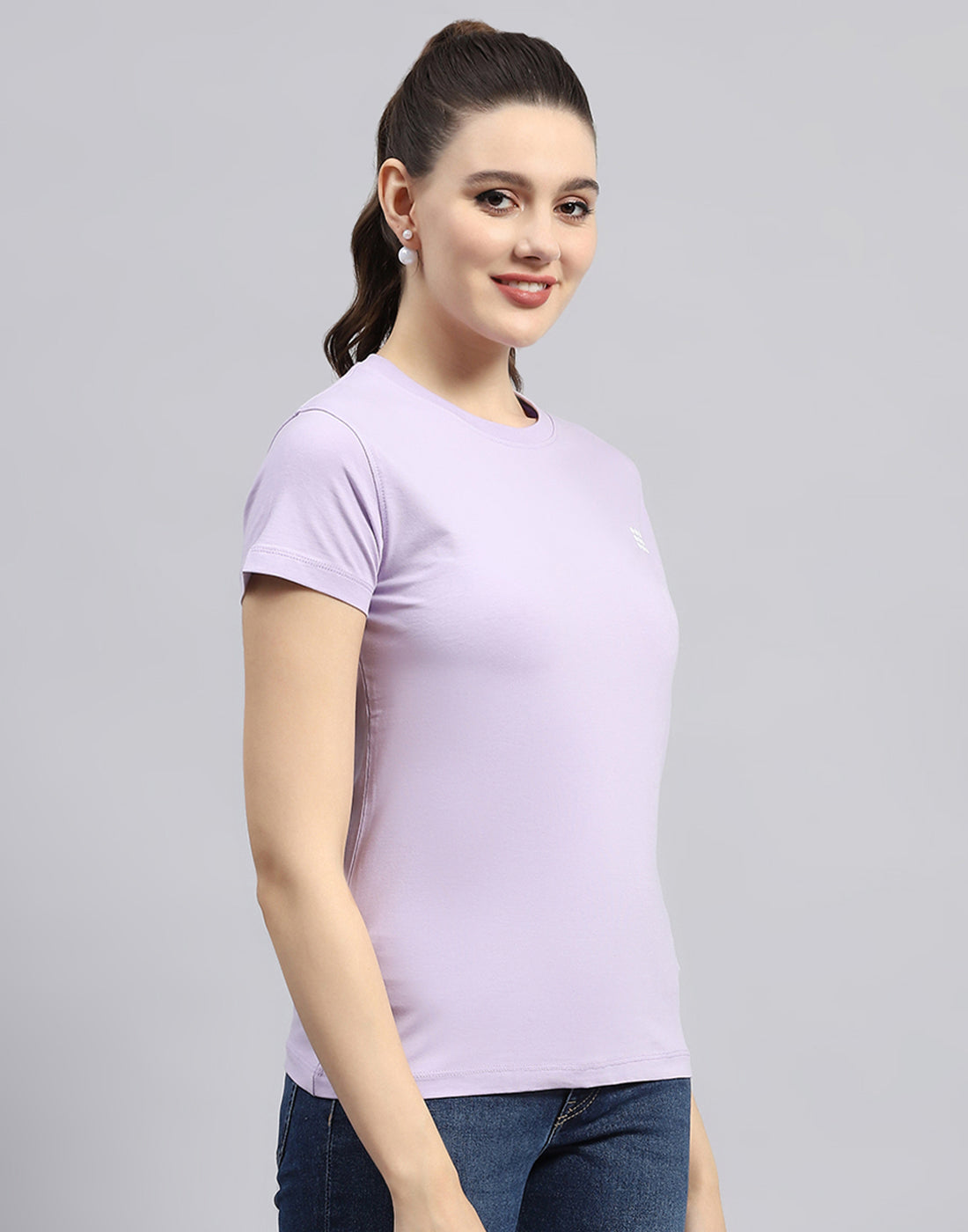 Rock.it Women Purple Solid Round Neck Half Sleeve Top