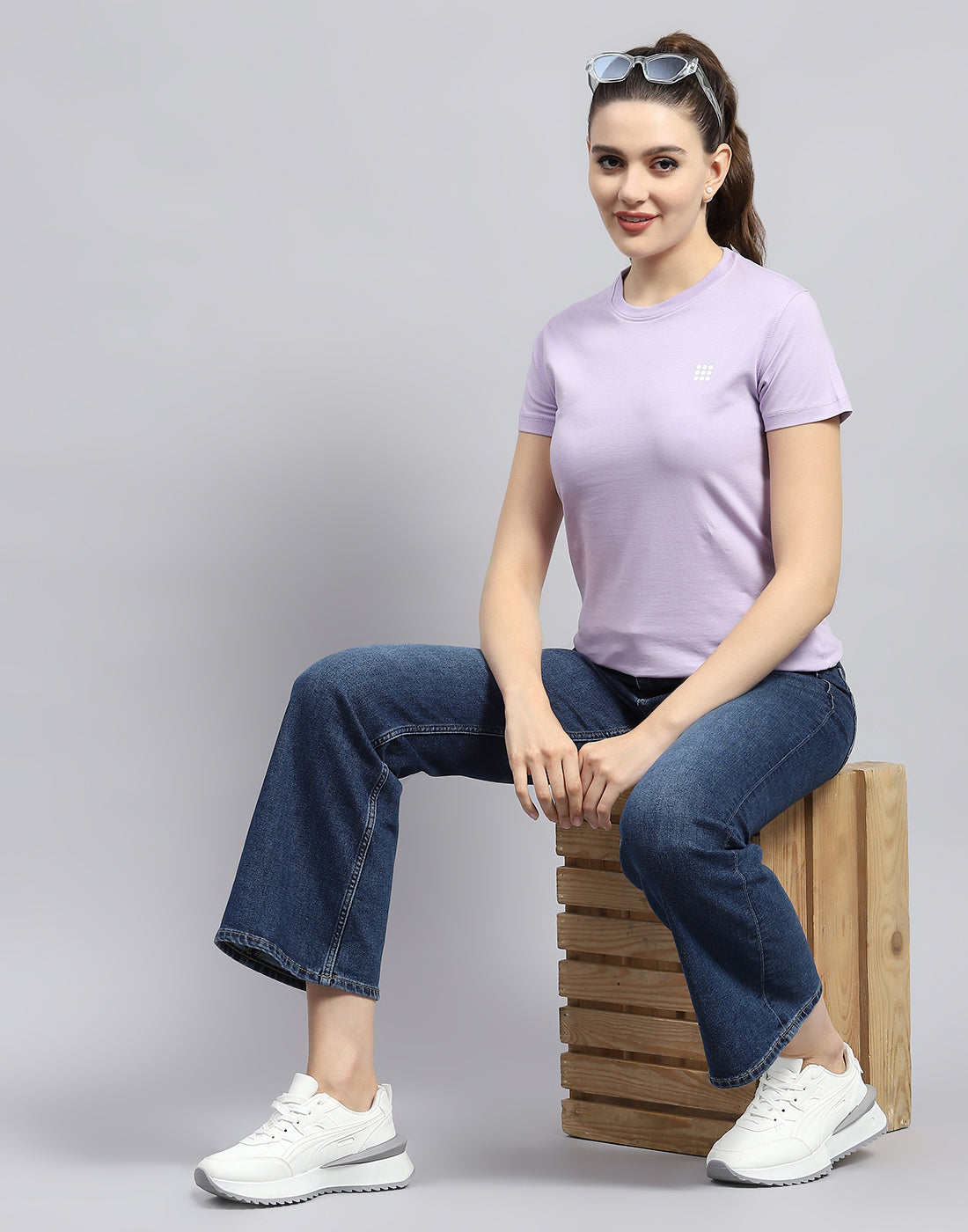 Rock.it Women Purple Solid Round Neck Half Sleeve Top