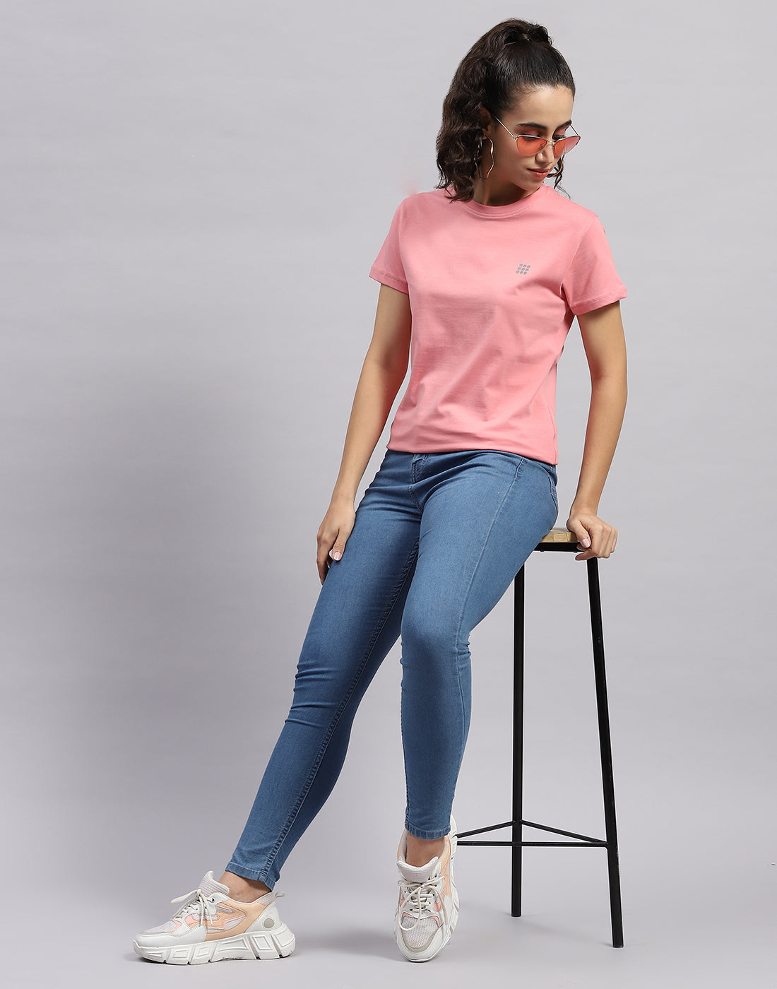 Rock.it Women Pink Solid Round Neck Half Sleeve Top