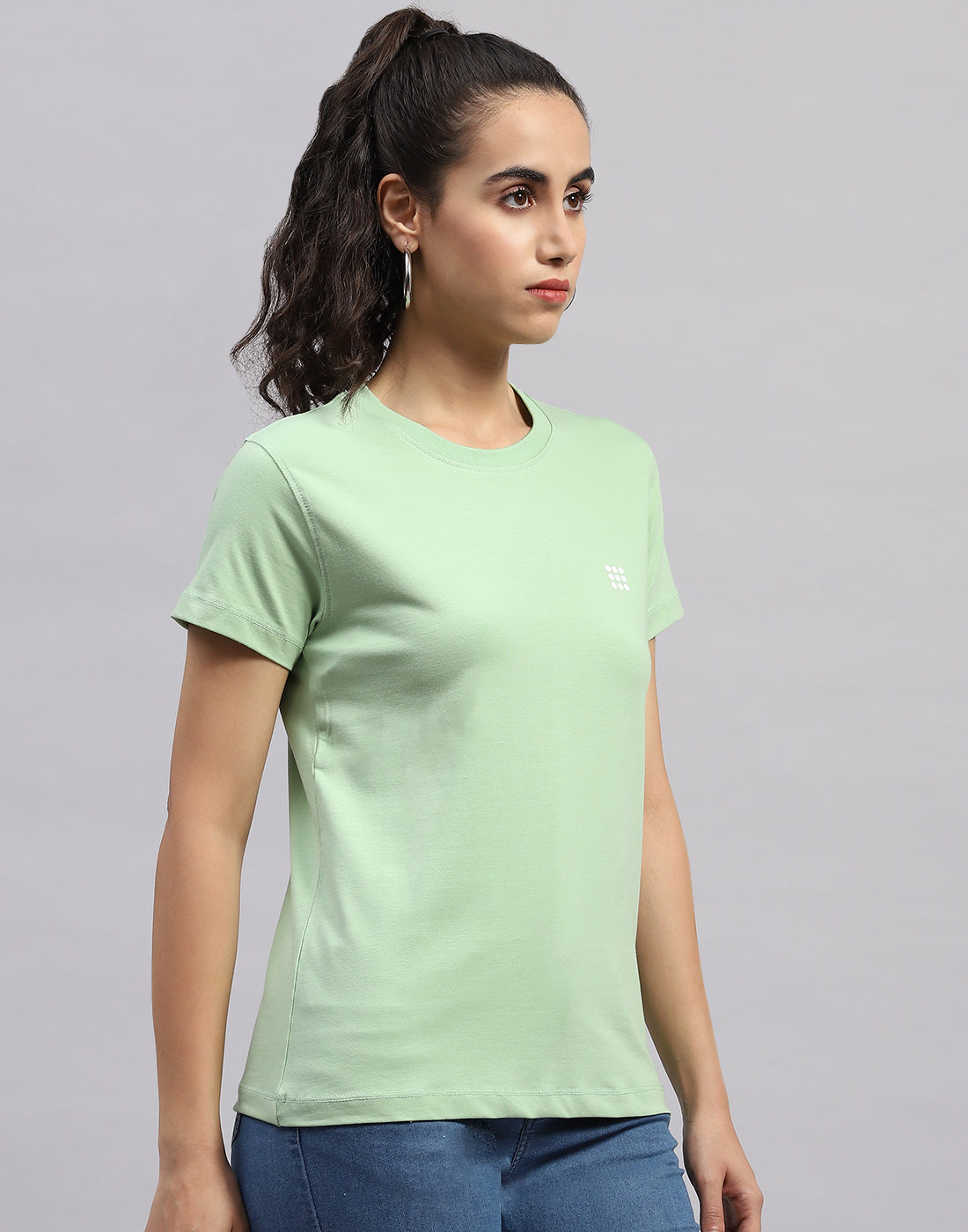 Rock.it Women Green Solid Round Neck Half Sleeve Top