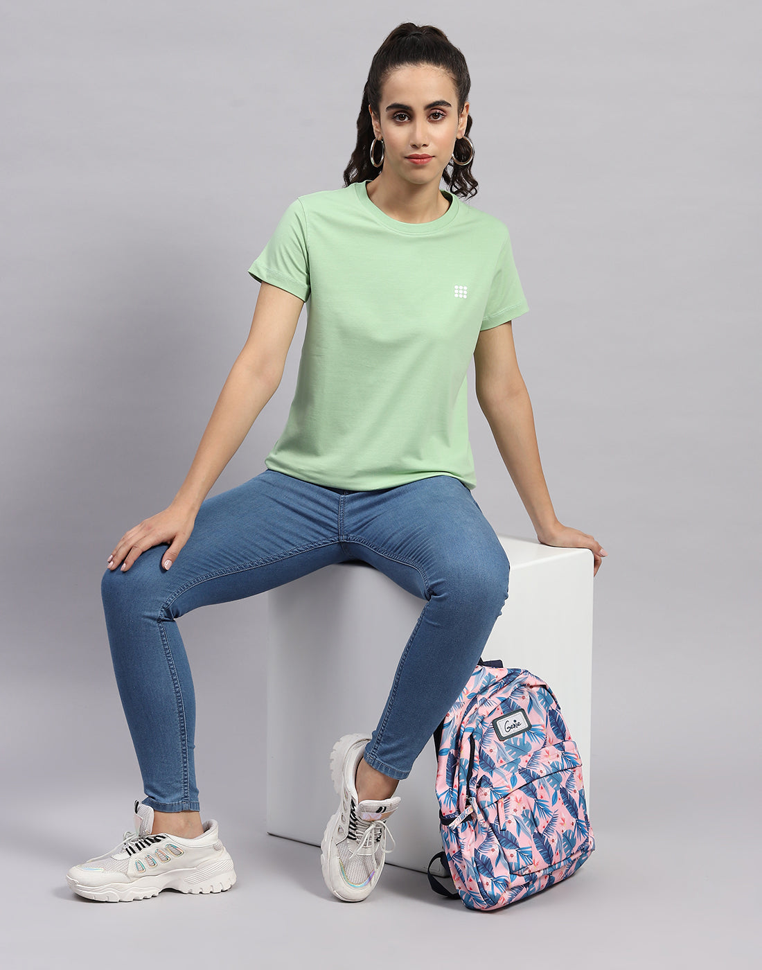 Rock.it Women Green Solid Round Neck Half Sleeve Top