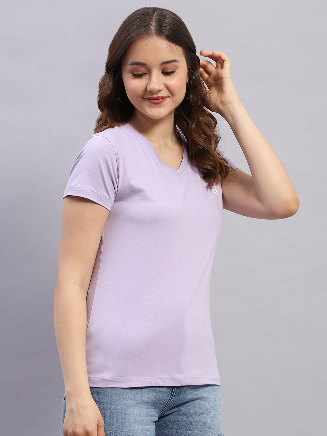 Rock.it Women Purple Solid V Neck Half Sleeve Top
