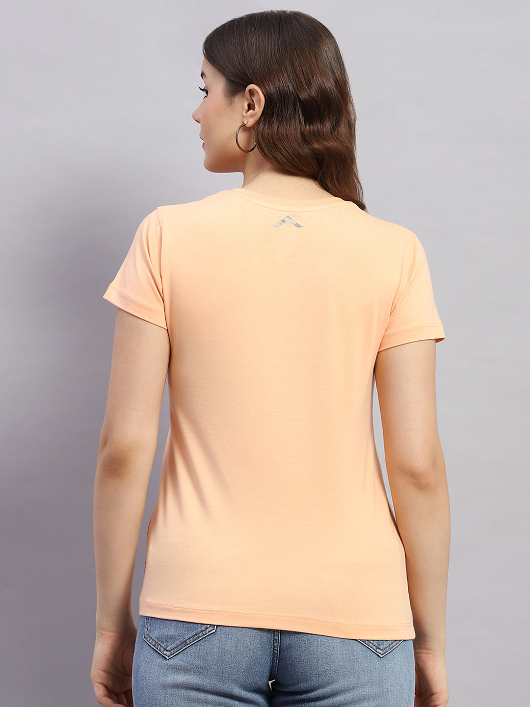 Rock.it Women Peach Solid V Neck Half Sleeve Top