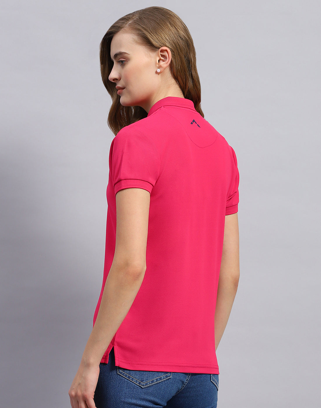 Rock.it Women Pink Solid Polo Collar Half Sleeve T-Shirt