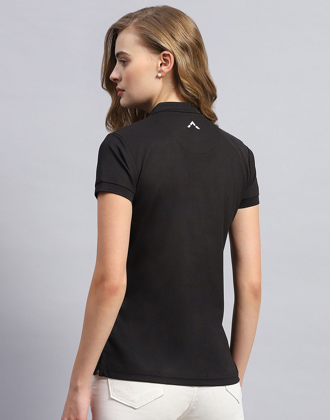 Rock.it Women Black Solid Polo Collar Half Sleeve T-Shirt