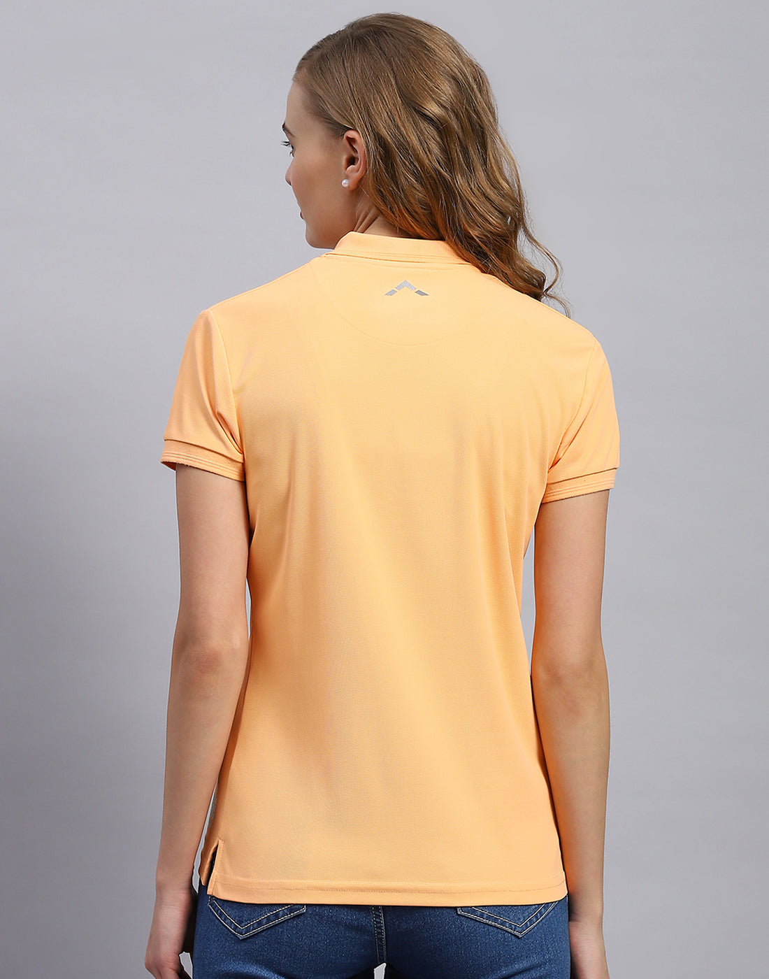 Rock.it Women Orange Solid Polo Collar Half Sleeve T-Shirt