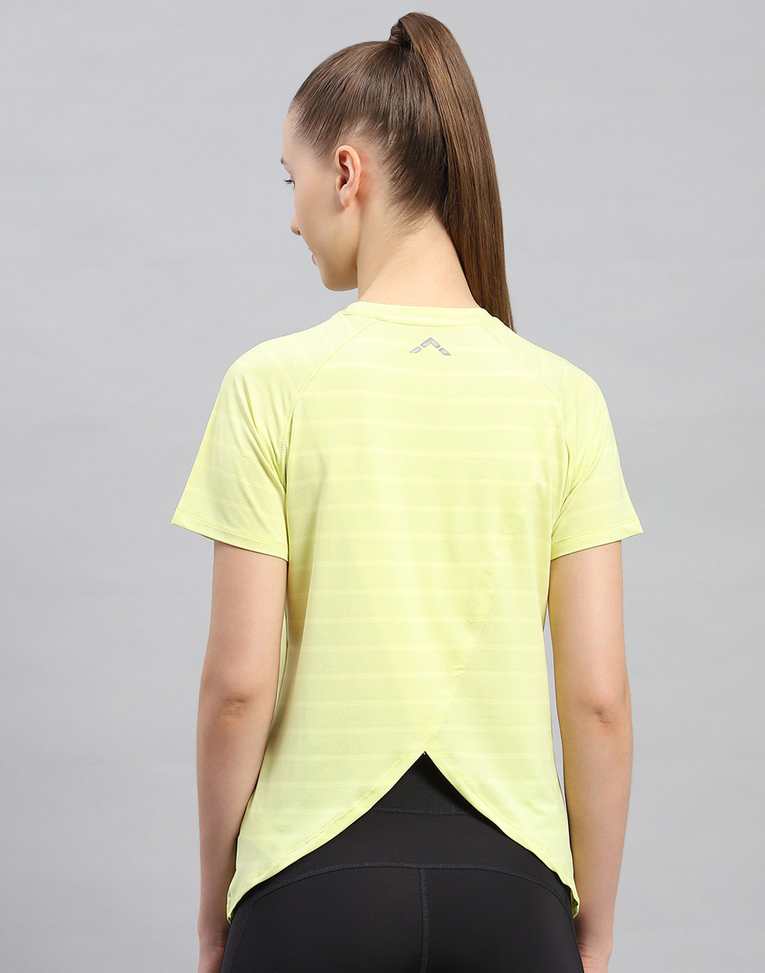 Rock.it Women Yellow Self Design Round Neck Half Sleeve Top