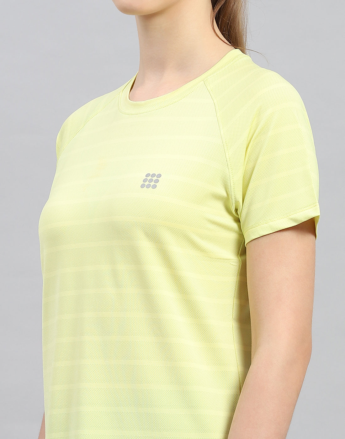 Rock.it Women Yellow Self Design Round Neck Half Sleeve Top