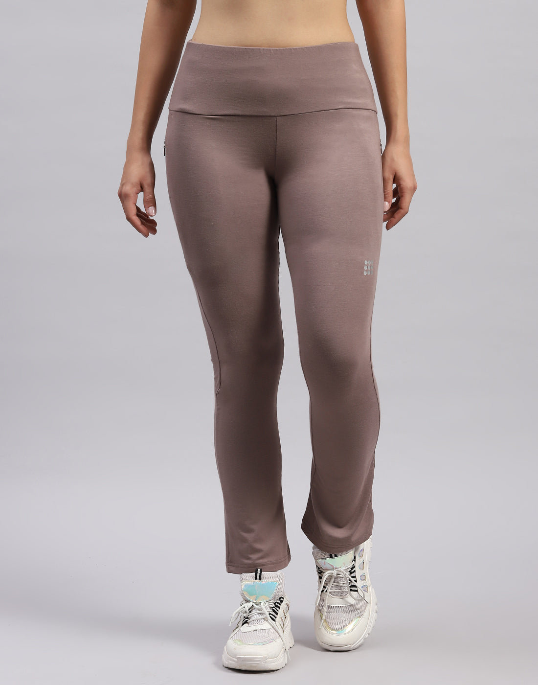 Rock.it Women Brown Solid Regular Fit Yoga Pant