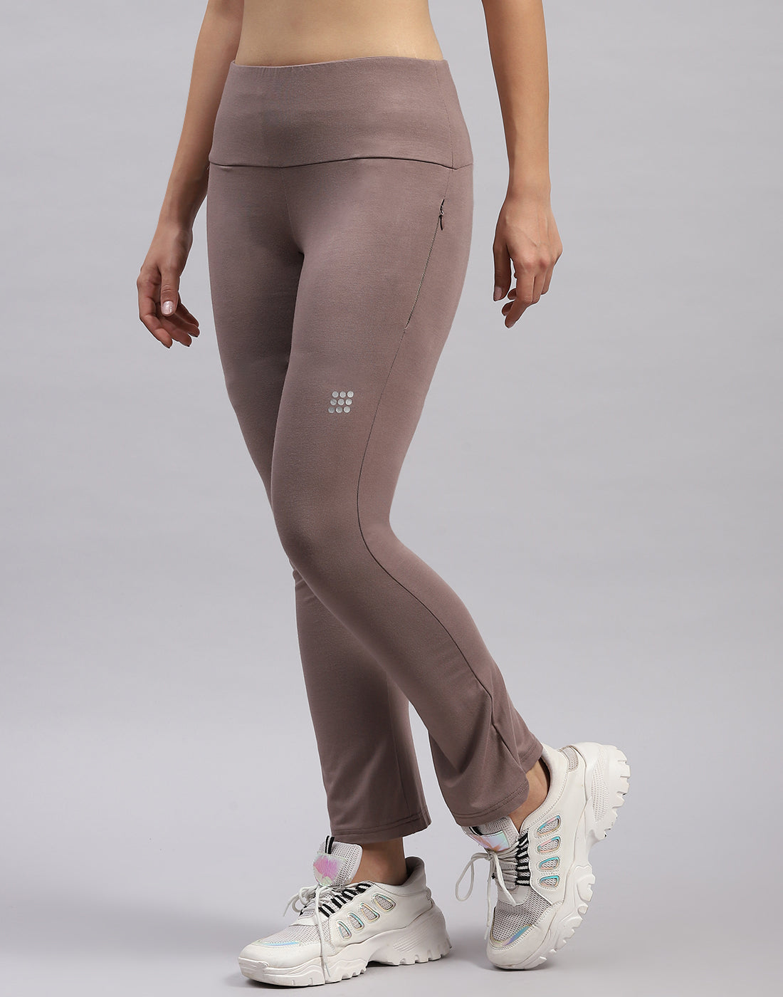 Rock.it Women Brown Solid Regular Fit Yoga Pant