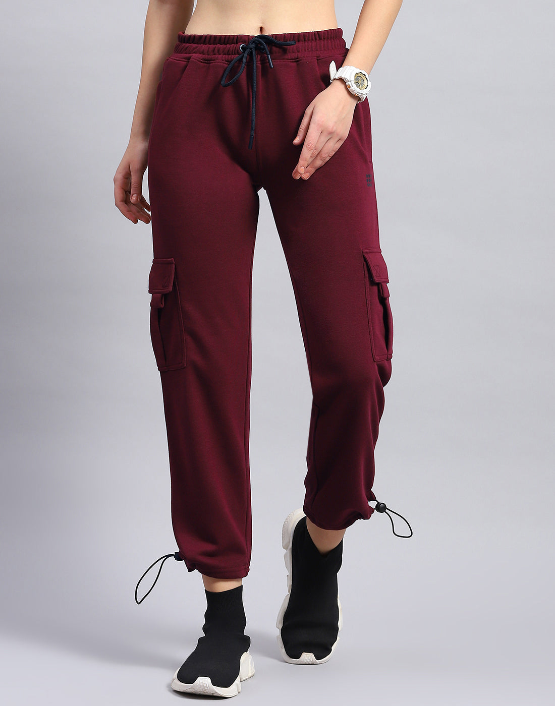 Rock.it Women Maroon Solid Regular Fit Lower
