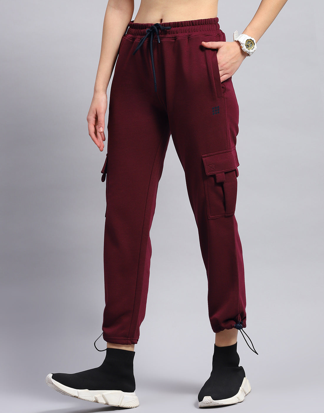 Rock.it Women Maroon Solid Regular Fit Lower