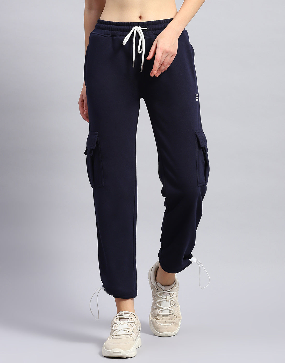 Rock.it Women Navy Blue Solid Regular Fit Lower