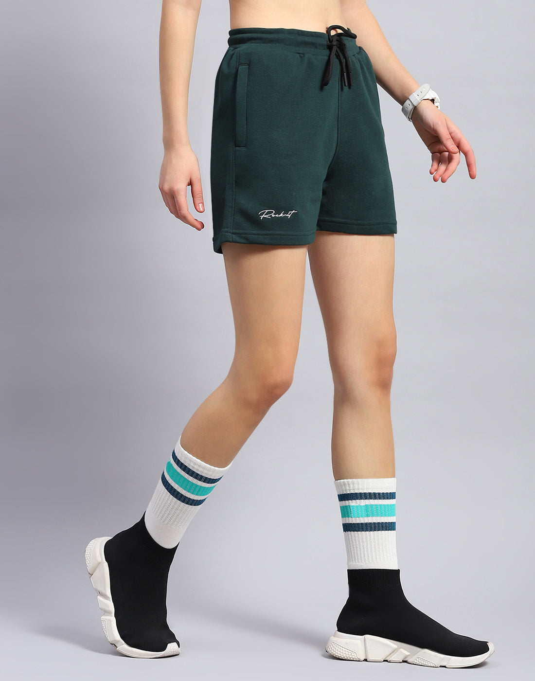 Rock.it Women Teal Blue Solid Regular Fit Short