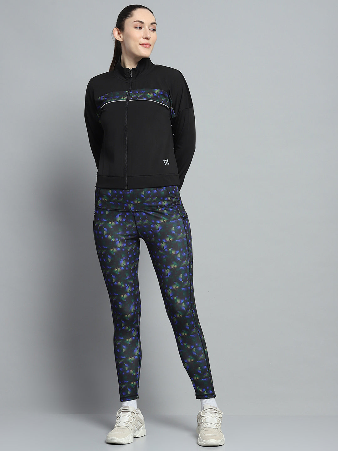 Rock.it Women Black Printed Mock Neck Full Sleeve 3Pc Cords Set